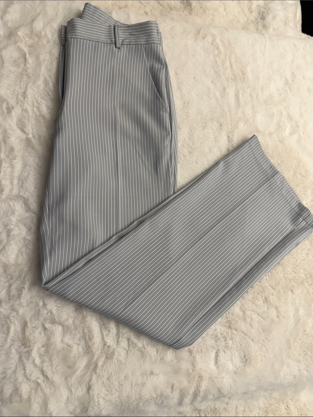 Adrianna Papell Grey Pinstripe Wide-Leg Trousers